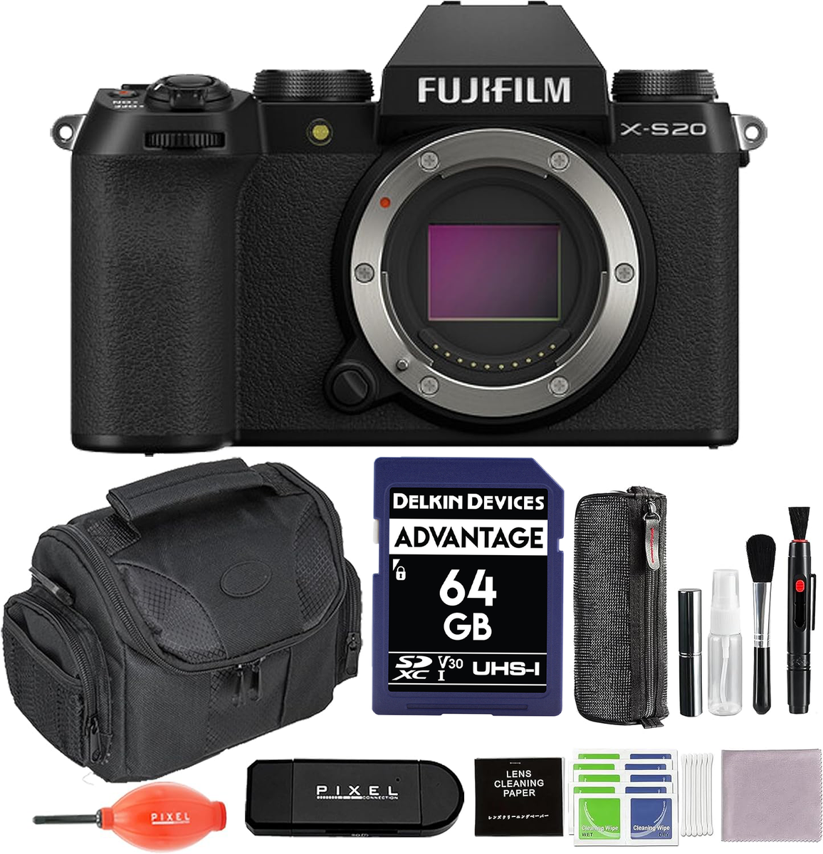 Fujifilm X-S20 Mirrorless Camera Body w/ Accessories Bundle | Fuji