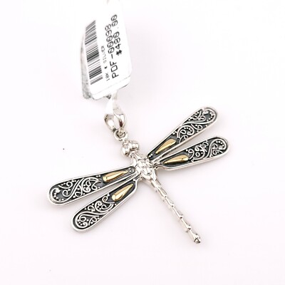 New Daniel W. Danwak Sterling Silver & 18K Yellow Gold Enchant Dragonfly Pendant