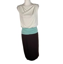 Maggy London Sheath Dress Womens Size 4 Multi Colorblock Side Ruched Sleeveless