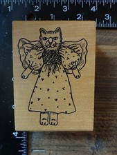 new WINGED CAT Angel Animal Rubber Stamp by CREATIVE IMAGES