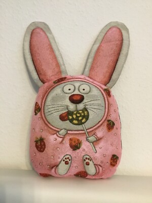 Cushion decorative pillow cuddly pillow in animal shape tapestry rose rabbit approx. 30 x 35 cm
