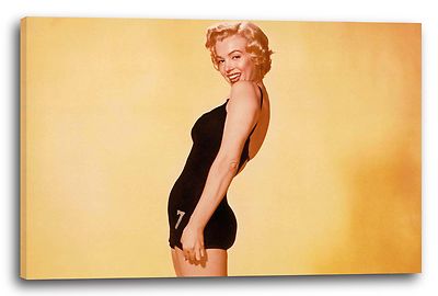 Lein-Wand-Bild: Junge Marilyn Monroe in Badeanzug retro vintage alt