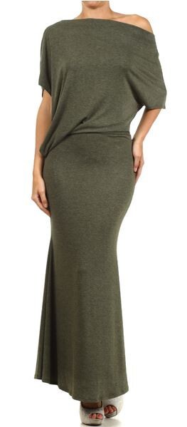 New Asymmetric Dolman Draping Off Shoulder Maxi Dress (M) Olive Green Flare | eBay New Asymmetric Dolman Draping Off Shoulder Maxi Dress (M) Olive Green Flare | eBay