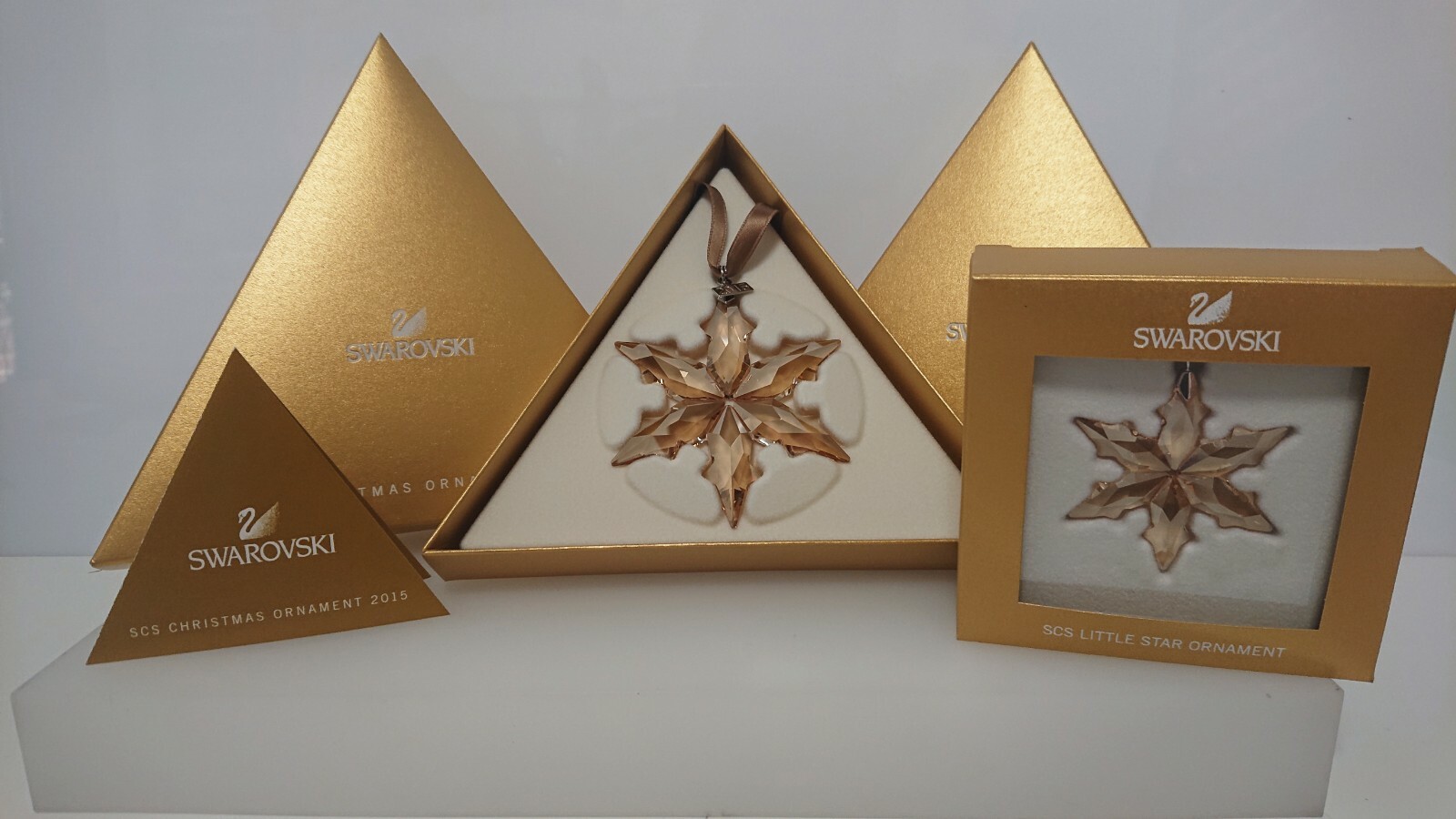 Swarovski 💎SCS Weihnachtsstern Ornament 2015 Golden Shadow 5135903+Stern Klein