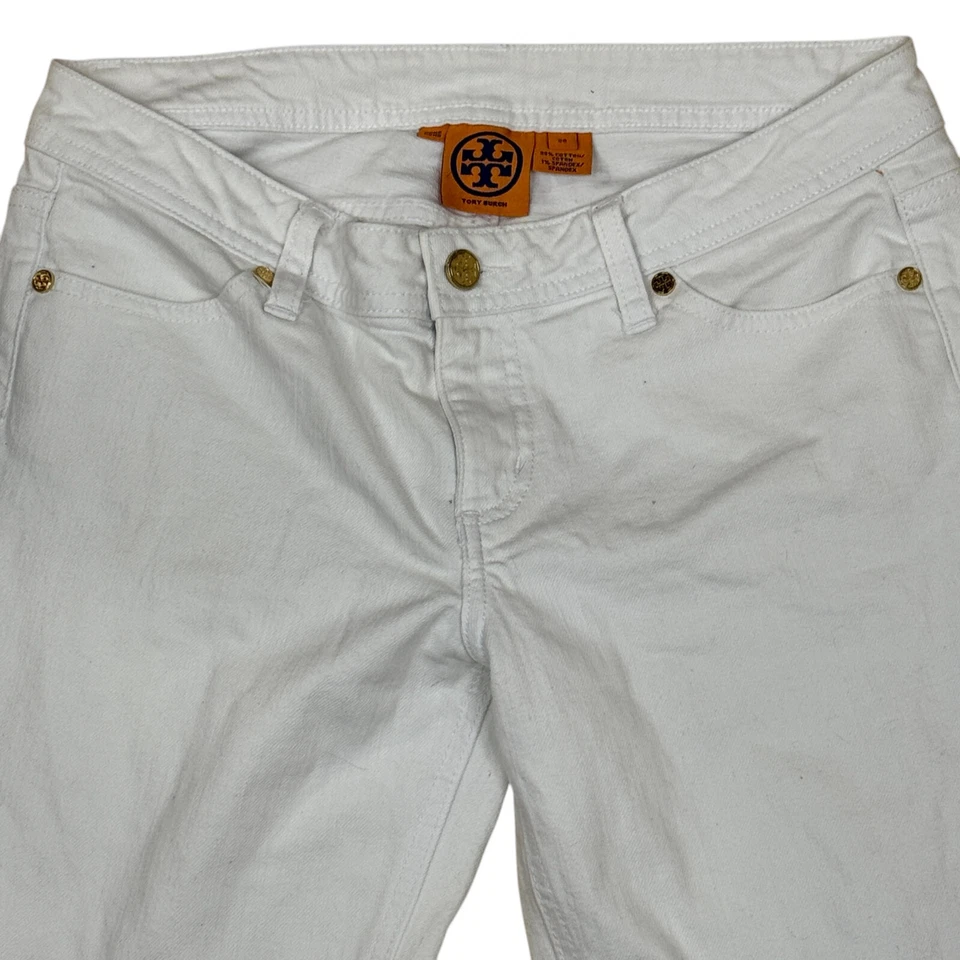 Tory Burch Size 28 white cropped Tory straight jeans  EUC - Image 4 of 4