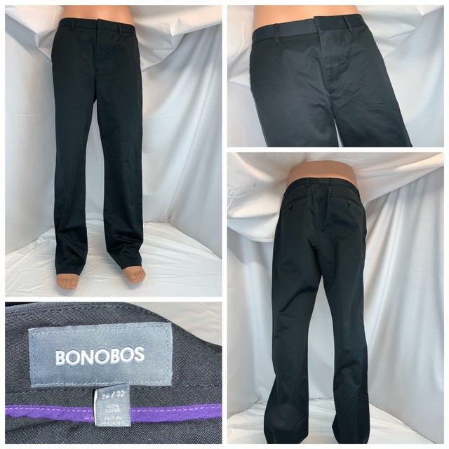 Bonobos Tuesday Pants 34x32 Black Cotton Straight Fit Flat Mint YGI B0