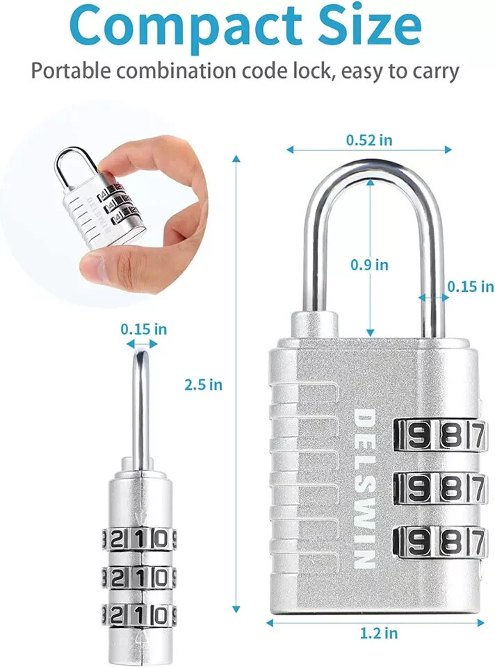 Candado de Combinacion Pequeño Pequeno de 3 Dígitos Para Casillero Paquete de 4