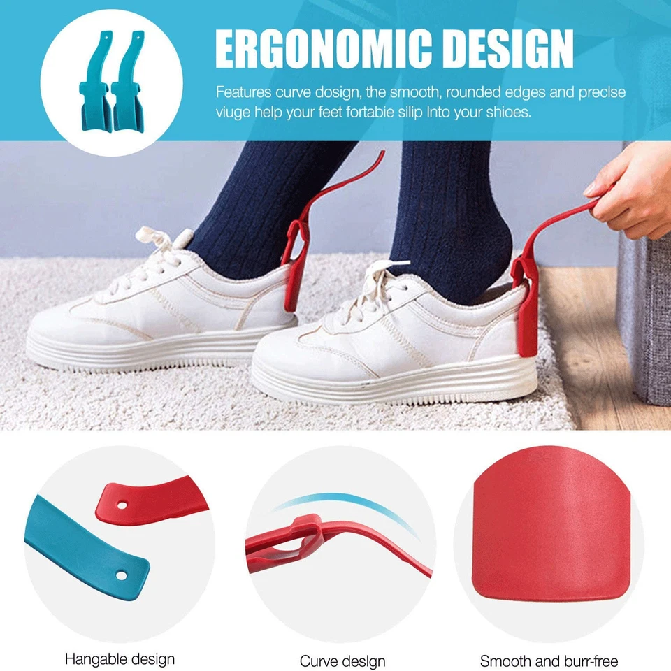 6 Piezas Nuevo Uso Zapato Cuerno Ayudante de Levantamiento Manejo Perezoso Zapato Cuerno Fácil de Encender y Apagar Zapatos Foto 2 de 4