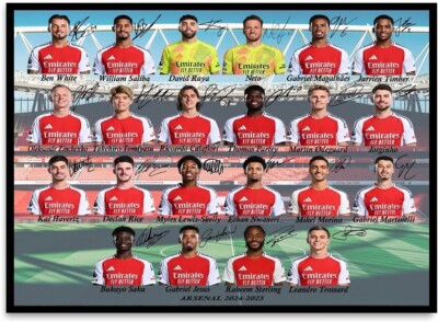 Arsenal 2024-2025 signiert bedruckt Team Poster Druck Geschenk für Fußballfans A4