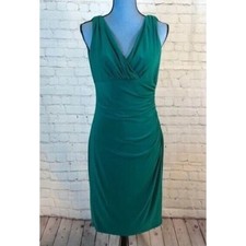 Ralph Lauren Dress Emerald Green Ruched Wrap Style Sleeveless Size 6