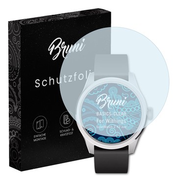Bruni 2x Folie für Withings ScanWatch 2 42 mm Schutzfolie Displayschutzfolie