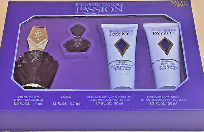 Elizabeth Taylor's PASSION 1.5 oz Edt/.12 oz Parfum/1.7 oz SG /1.7 oz BL