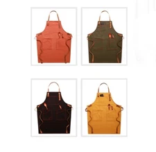 Unisex Denim Bib Aprons Barista Painting Kitchen Cooking Restaurant Worker Apron