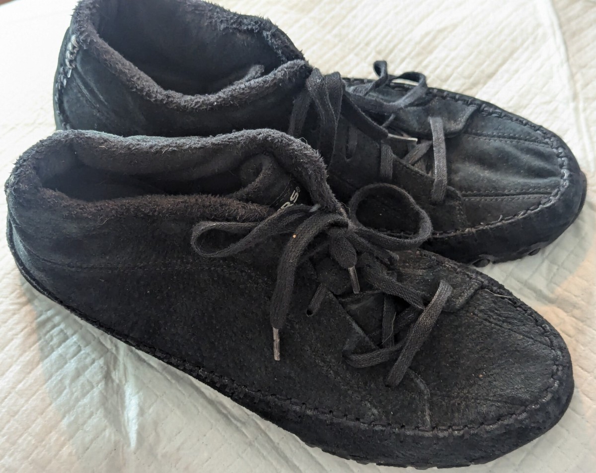 Skechers Memory Foam Moccasin High Tops Sz Womens Black Leather Upper SN  49013