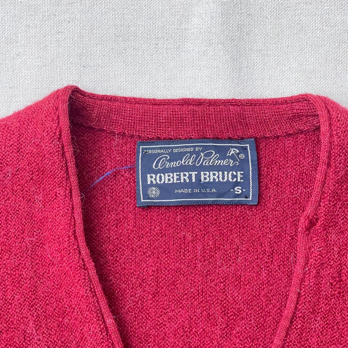 VTG 60s Arnold Palmer Robert Bruce Cardigan Sweater Small Dark Red