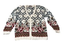 Vintage Tiara International Cardigan Sweater Womens Medium Shoulder Pads Floral