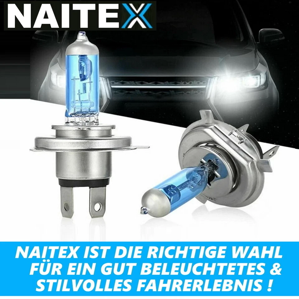 NAITEX SUPER WHITE H7 8500K 55W HALOGEN LAMPEN XENON LOOK EFFEKT BIRNEN LEUCHTEN - Bild 2 von 4