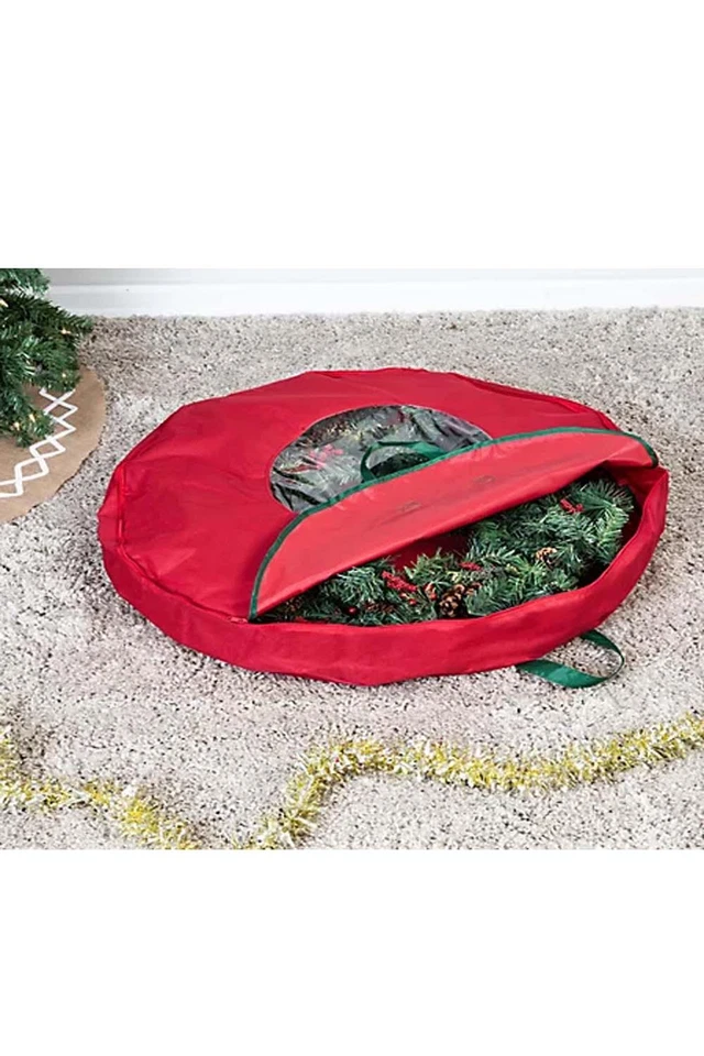 Honey-Can-Do 36" Canvas Wreath Storage Bag Red - Image 2 of 2