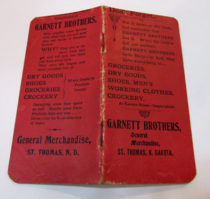 Antique 1902 Garnett Brothers General Merchandise St Thomas North Dakota Booklet