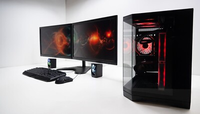 Gaming PC Bundle Setup 2x22'' Monitor Ryzen 5 16GB DDR4 512M.2+2TB HD RTX 3050 W1
