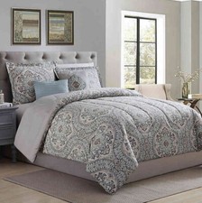 3 Pc Ellison "CAMDEN" Comforter Set Green Blue Gray Twin 68 W x 88 L REDUCED