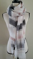 NEW Cejon Womens Coverup Beach Wrap Scarf Shoreline Gray Pink Stripe, One Size