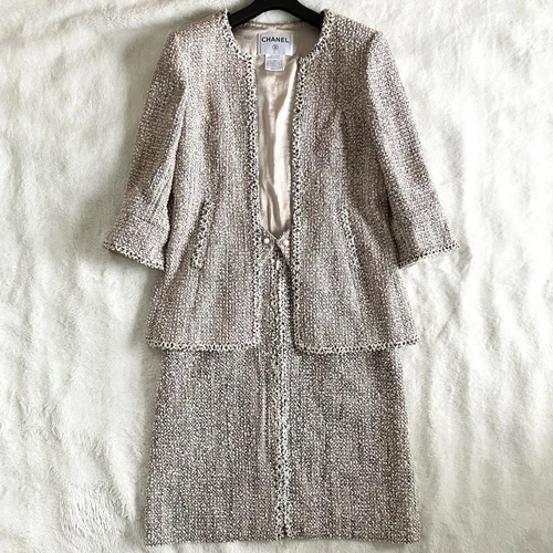 Chanel CHANEL 03P set gonna giacca tweed rosa