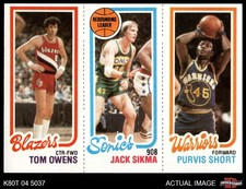 1980 Topps Tom Owens / Jack Sikma / Purvis Short 201 / 225 / 100 HOF 7 - NM