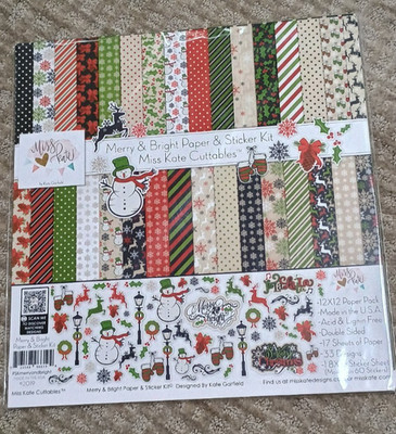Miss Kate Cuttables Merry & Bright Craft Kit - (17) 12x12 Sheets & Sticker Sheet