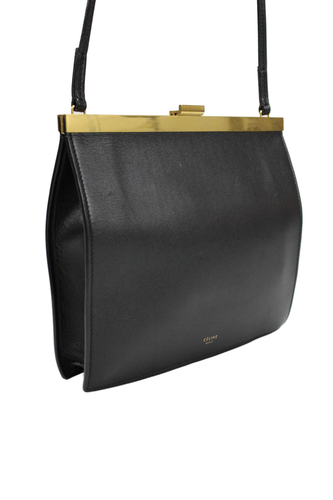 Celine Womens Single Strap Smooth Calfskin Mini Clasp Shoulder Handbag Black - Bild 4 von 17