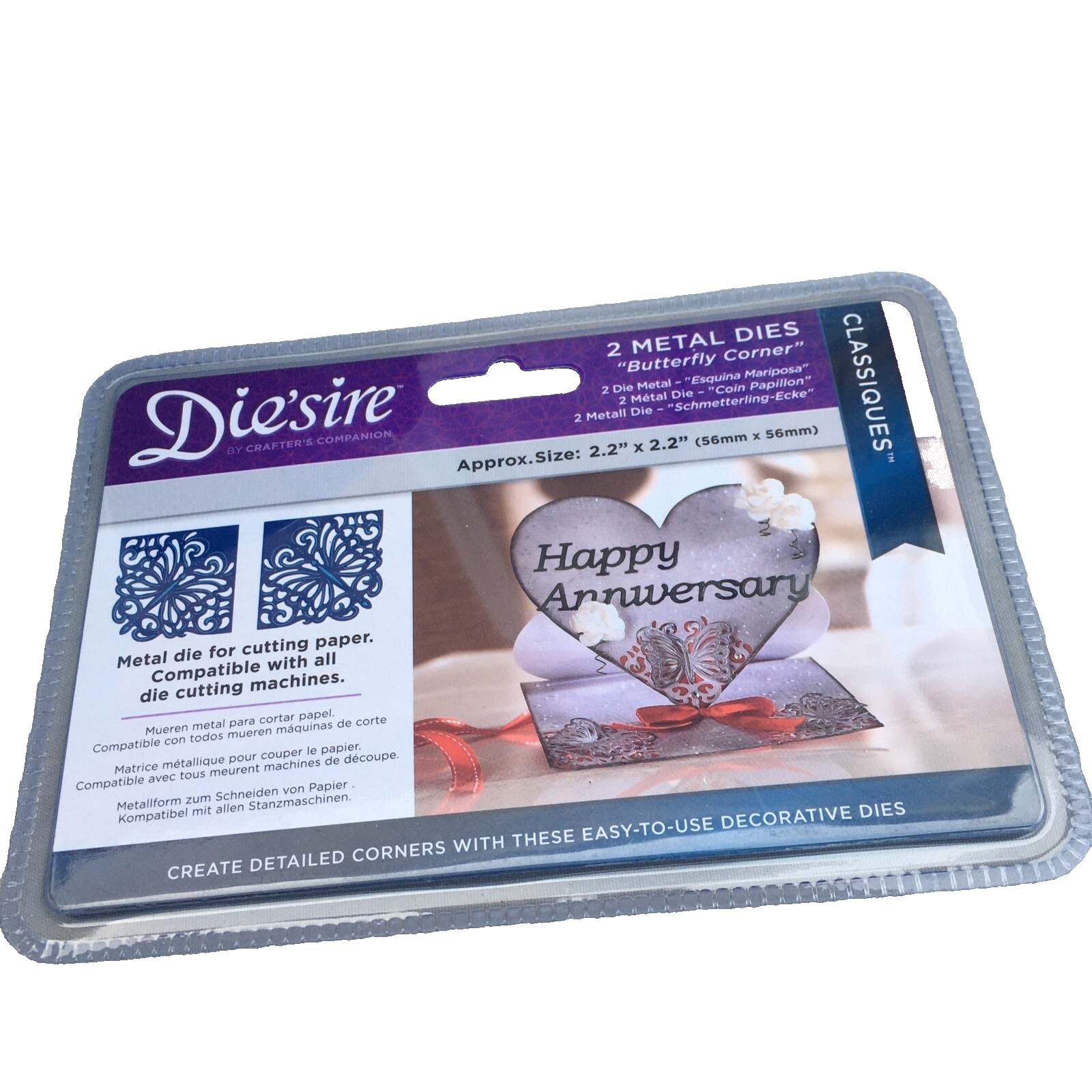 Classiques Corners - Crafters Companion Die'sire Dies - Butterfly Corner New