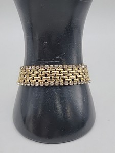 Authentic KJL Bracelet Gold Plated Mesh Diamante Kenneth Jay Lane Signed Size 7 Vintage