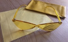 Yellow Frame Cat Eye design sunglasses UV 400 New With Leather Case Cloth .New