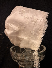 Baby Bonnet 6 to 12 months, 1 New/Vintage and laces made in small batches.