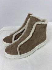 Joyks Suede Booties Sneakers Tan Taupe Faux F...