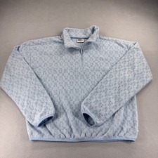 Eddie Bauer Womens Small Light Blue Textured Grid Quarter Zip Fleece Pullover