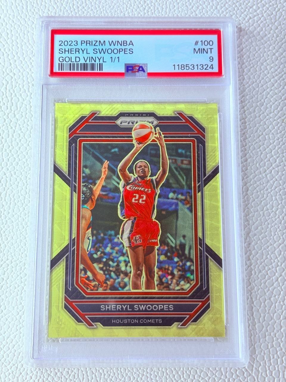 SHERYL SWOOPES GOLD VINYL 1/1 2023 Panini Prizm WNBA PSA 9 MINT SUPERFRACTOR view 1