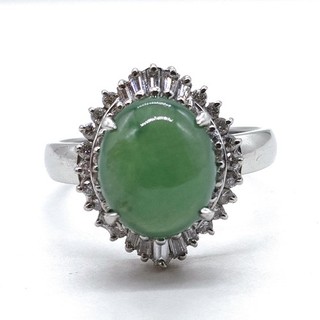 NO US TARIFF Jewelry Ring Jade 3ct Platinum Greens 2656360
