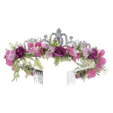Flower Crown Headband, Fairy Princess Floral Headpiece - Bridal Flower Purple