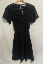 LOFT Black Crochet Lace Neck A-Line Dress Lined Women's Size XS New with Tag