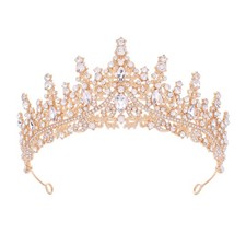 Gold Queen Crown and Princess Tiara for Women Bride Wedding Birthday Gifts