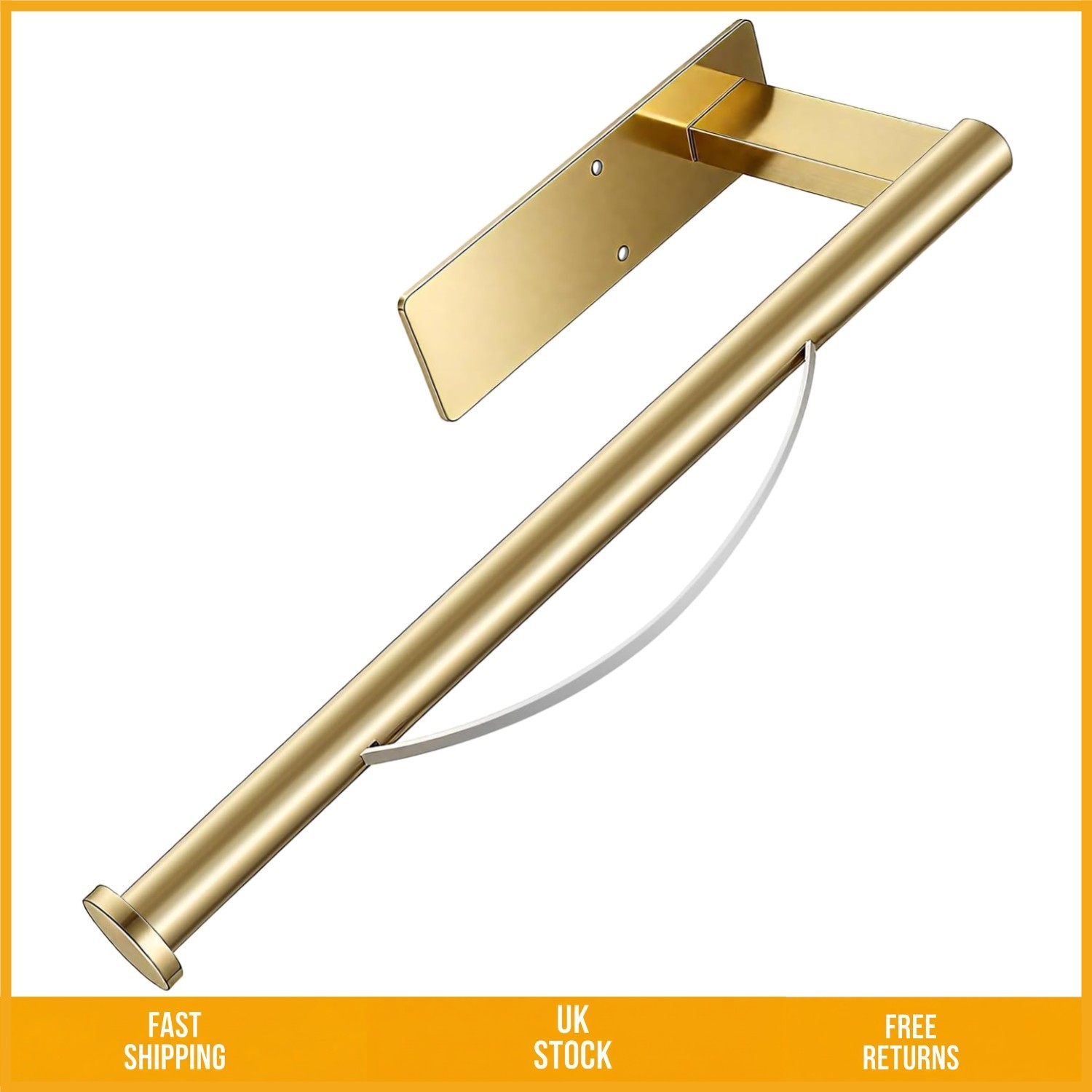 Modern Damping Gold Paper Towel Holder Under Cabinet Adhesive Stainless Steel