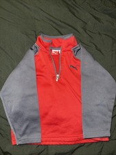 Boy  s PUMA Quarter Zip Pullover Size 4 Red W Gray Sleeves