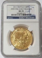 2011 GOLD $50 AMERICAN BUFFALO NGC MS 70 EARLY RELEASES 1 OZ COIN BLUE LABEL 4695.35 per troy oz