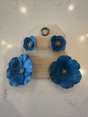 Blue and Gold Floral Drop Earrings from Anthropologie Adorations Post READ