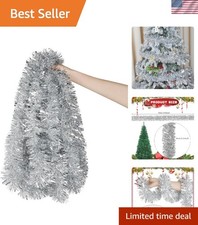 33 Feet Silver Tinsel Garland - Shimmering Holiday Decor for Trees  Parties