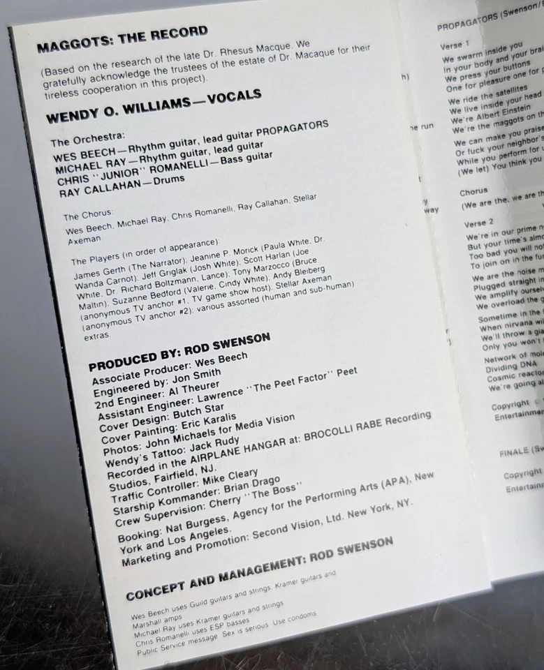 Wendy O Williams Plasmatics Maggots The Record 1987 cassette Tape Rare US GWTC 8 - Image 4 of 4