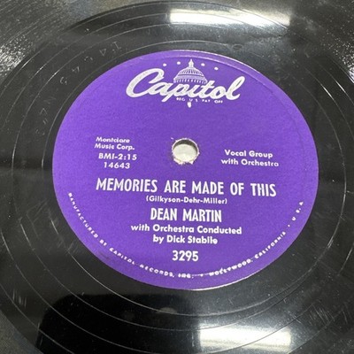 Capitol 78 RPM Dean Martin - Memories Are Made Of This 3295 V+