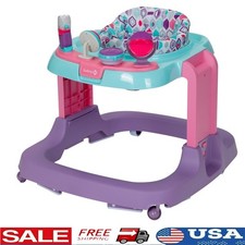 Developmental Baby Walker W/ Adjustable Height Toys Music Extra Wide Base New
