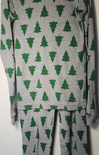 Hanna Andersson Kids Christmas Tree Pajama Set US 10 Gray Green Organic Cotton